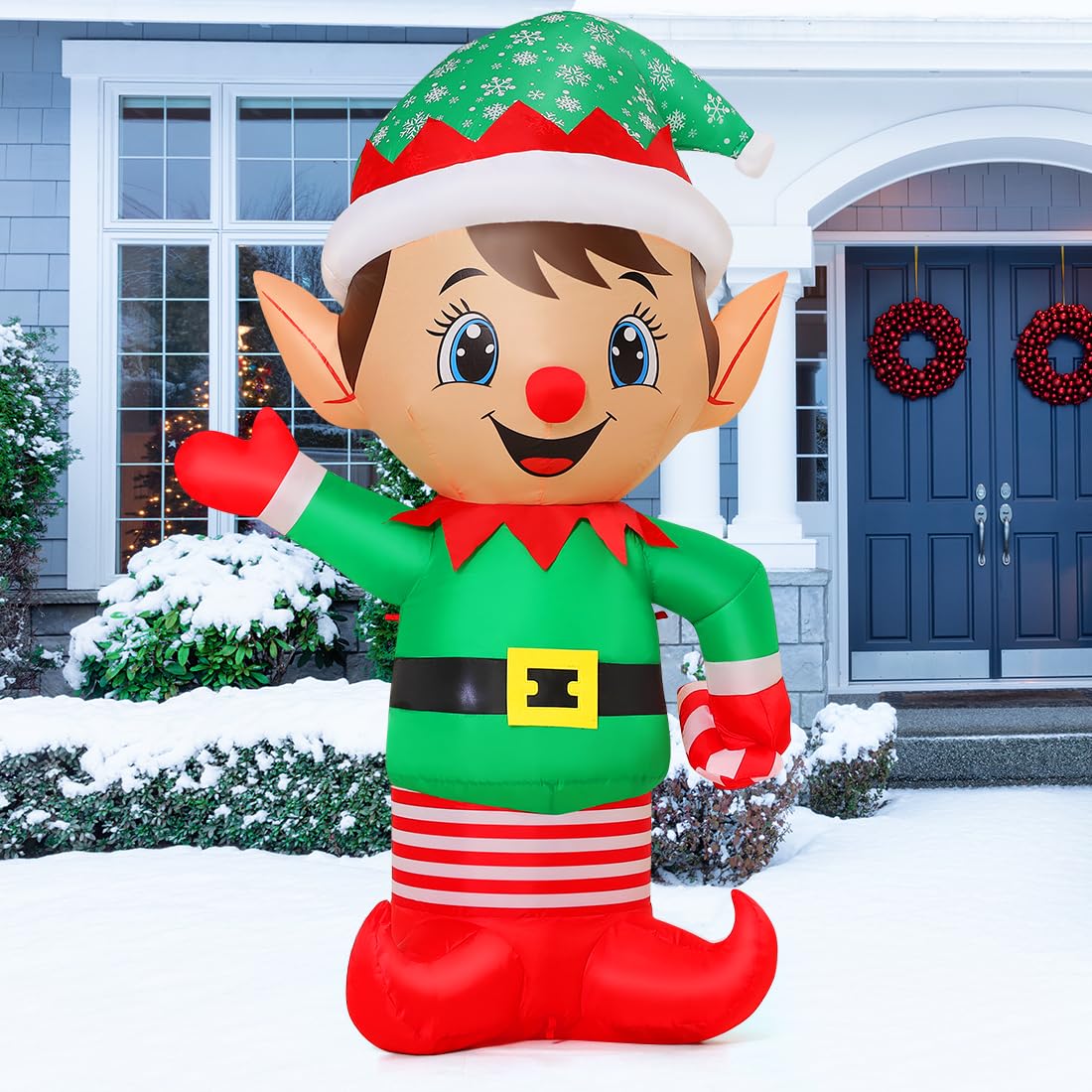 GOOSH elf next to chair to demonstrate 5.4 ft scale and clear sizing