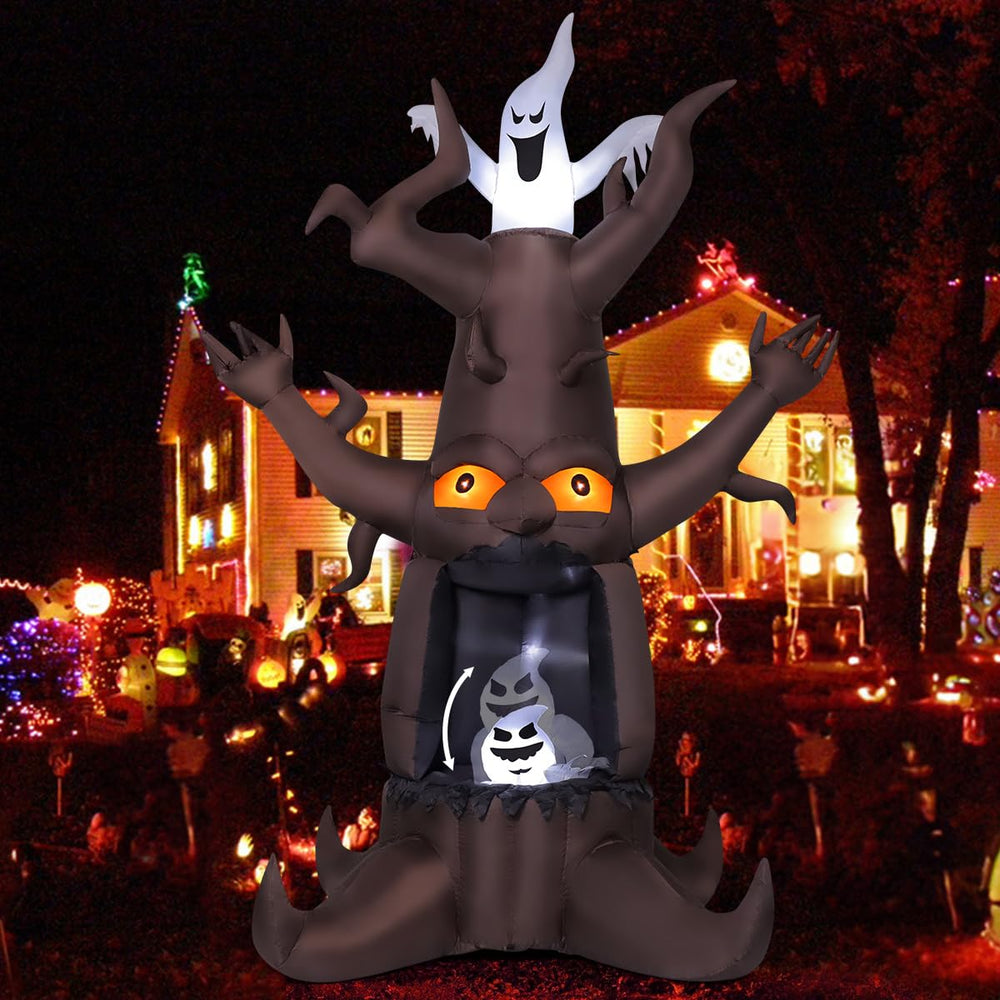GOOSH front view of 9 ft dead tree inflatable showcasing tall Halloween impact