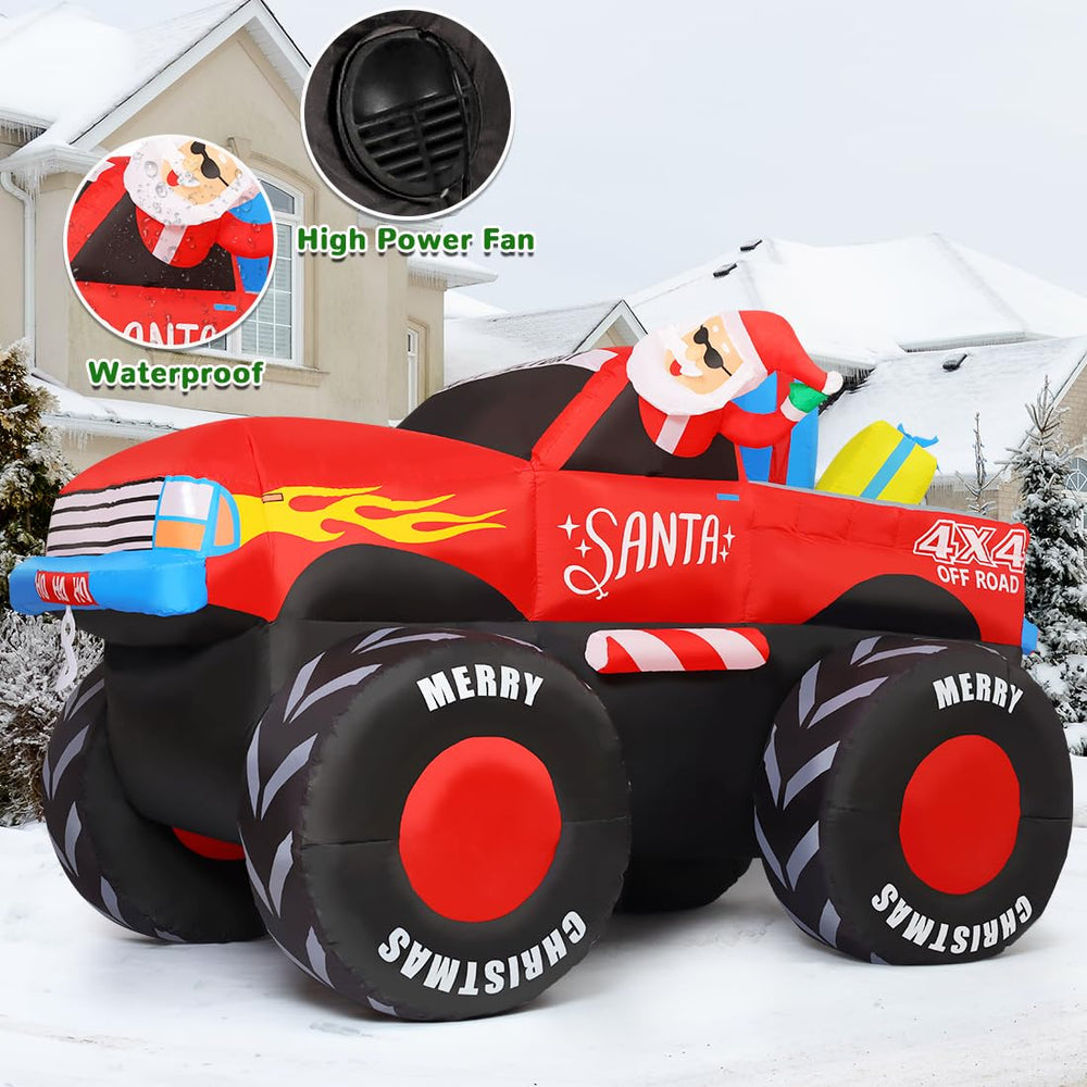 GOOSH 7.5 ft inflatable next to an adult to show scale and easy placement