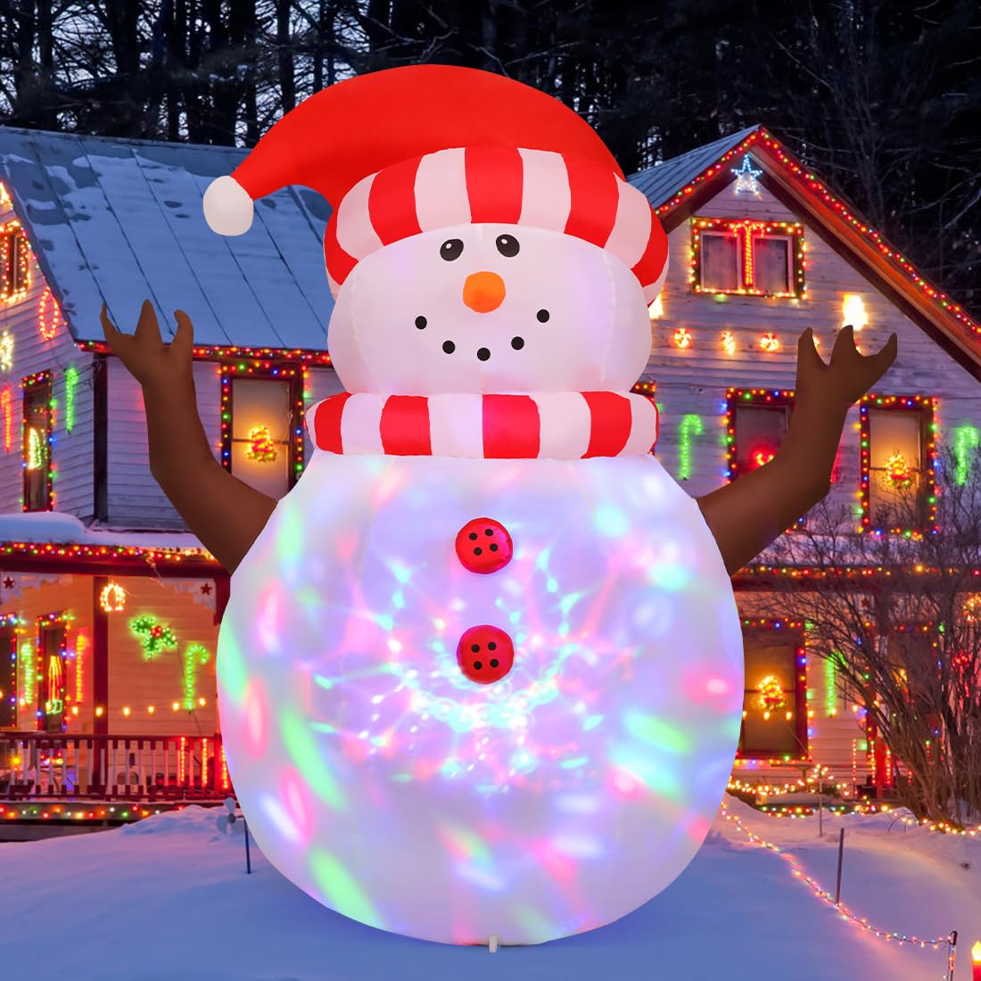 GOOSH snowman front view showing smiling face and Santa hat, adds holiday charm