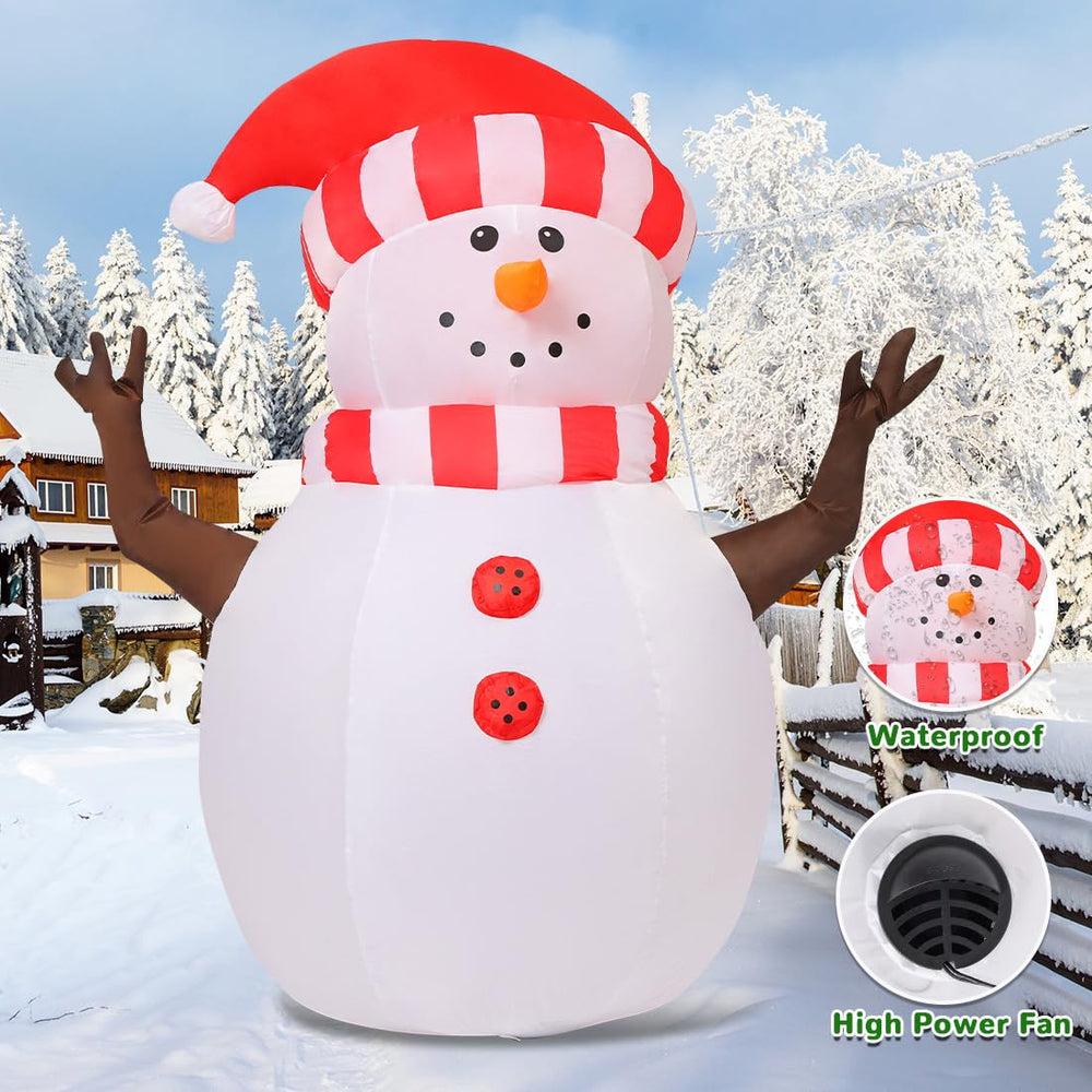 GOOSH snowman lit in yard at night creating festive curb appeal