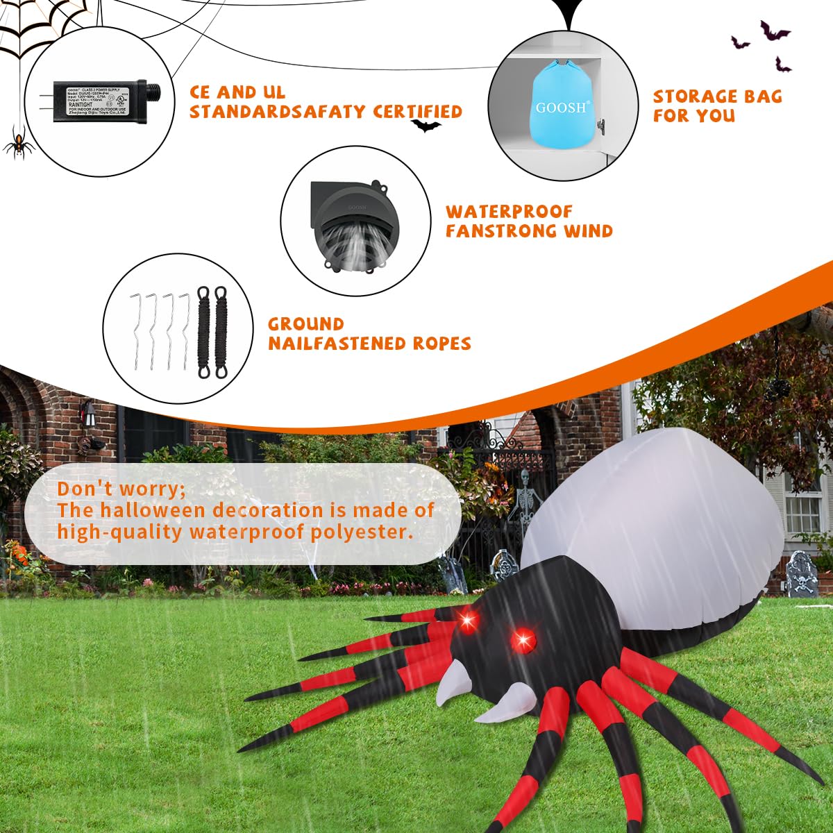 GOOSH spider waterproof fan and UL adapter setup for quick inflation