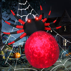 GOOSH spider illuminated at night with red LED eyes for spooky curb appeal