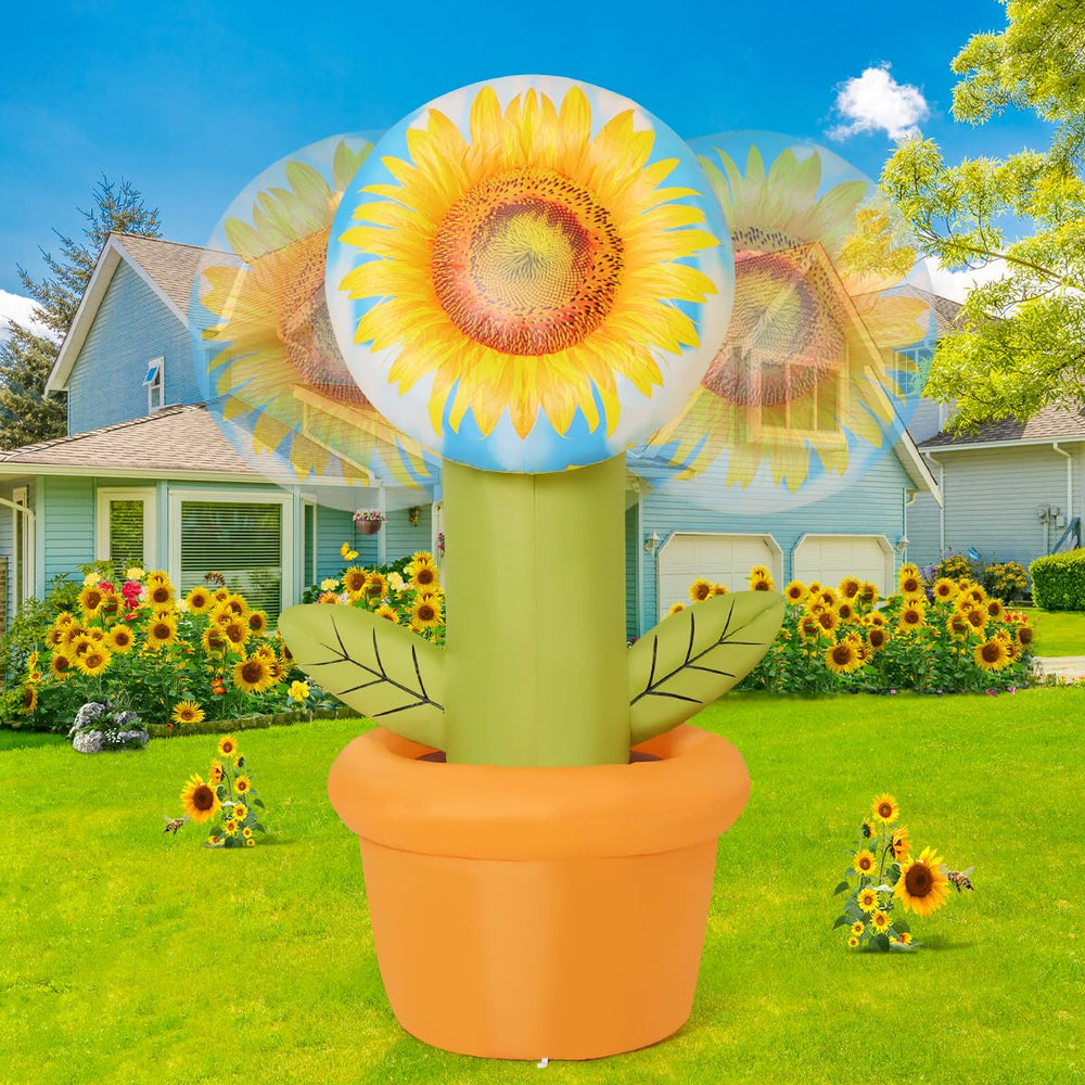 GOOSH front view of 5.5 ft sunflower showing bright petals and motion benefit