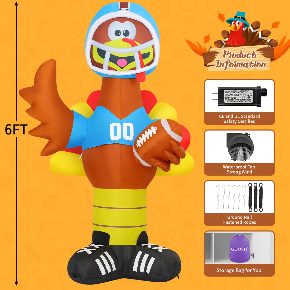 GOOSH turkey on a lawn with family scene adding cheerful holiday decor