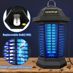 GOOTOP bulb detail showing replaceable 15W lamp for sustained attraction