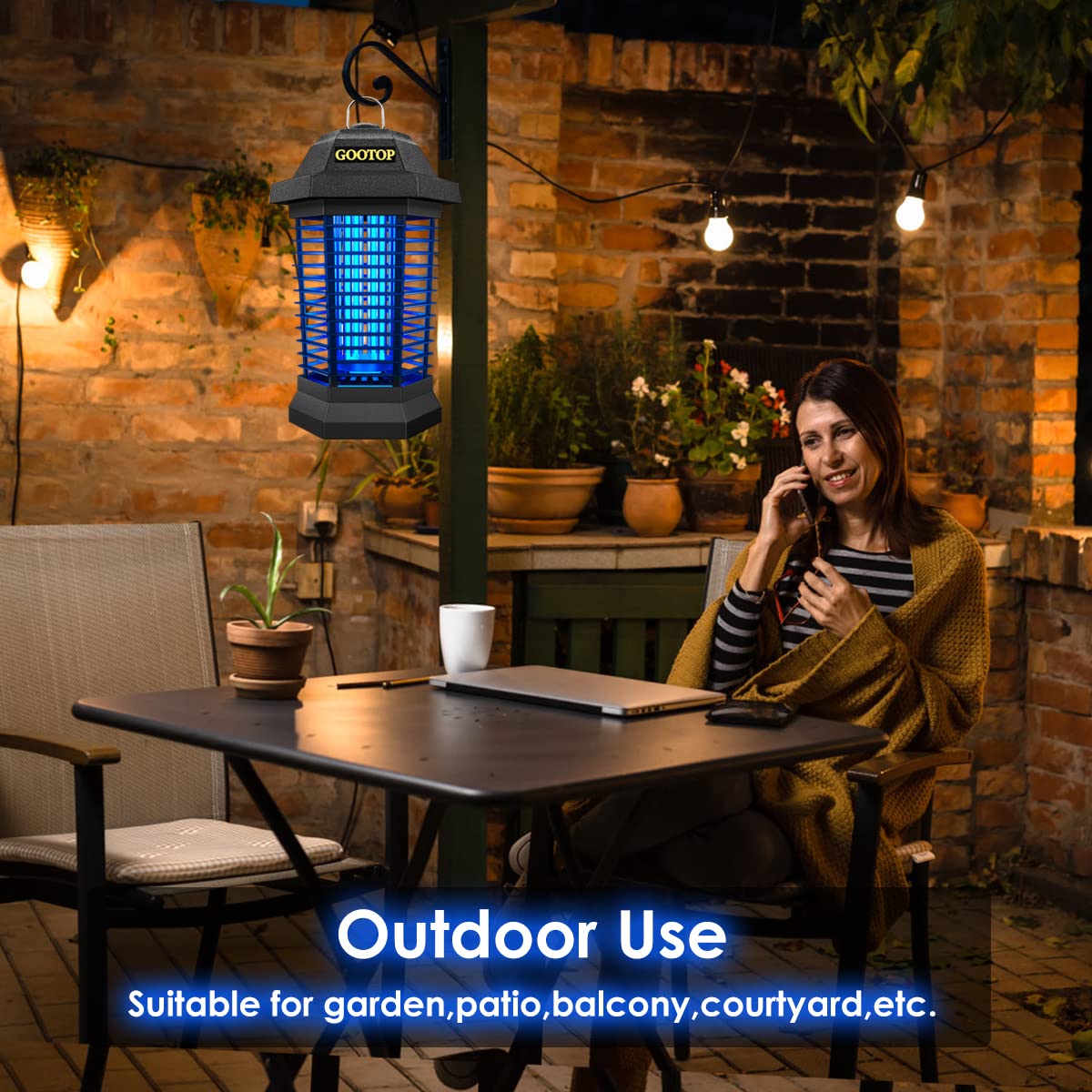 GOOTOP hanging on a patio beam showing versatile outdoor placement