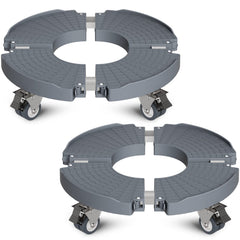Goovilla front view of two gray plant stands showing sturdy build and mobility