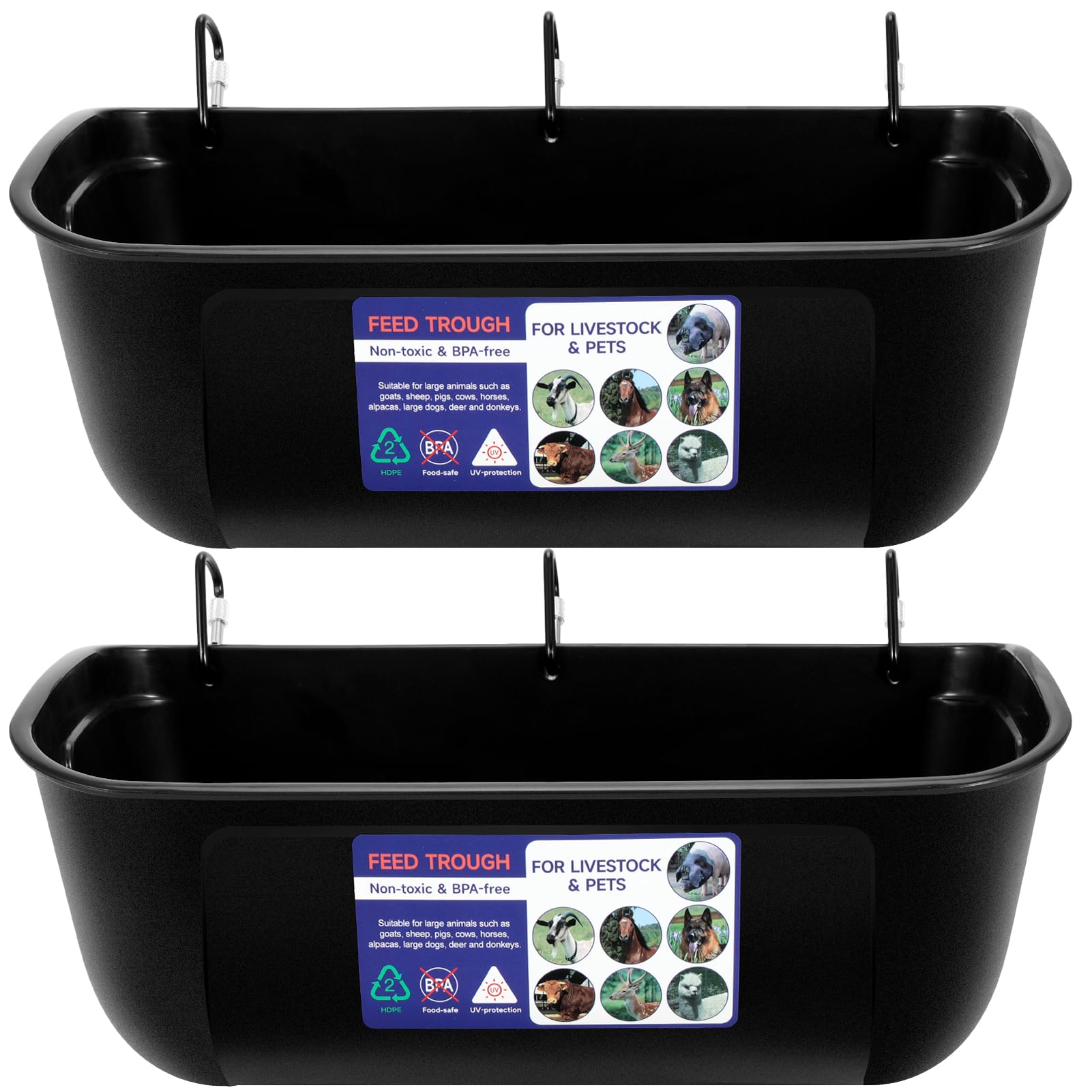 Goovilla front view of feed trough showing shape and capacity benefit