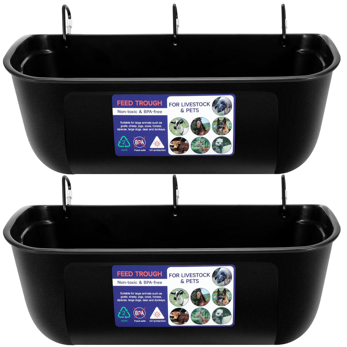 Goovilla front view of feed trough showing shape and capacity benefit