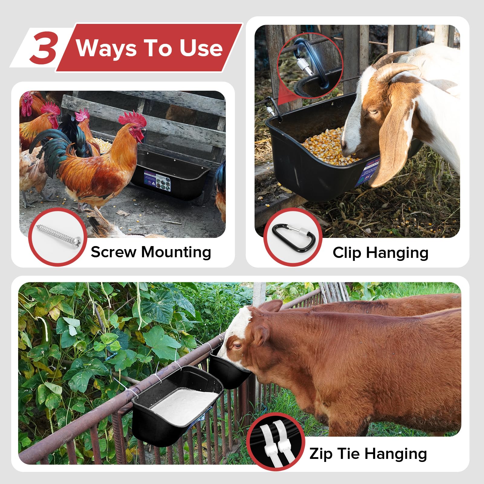 Goovilla trough mounted on rail demonstrating off-ground cleanliness benefit