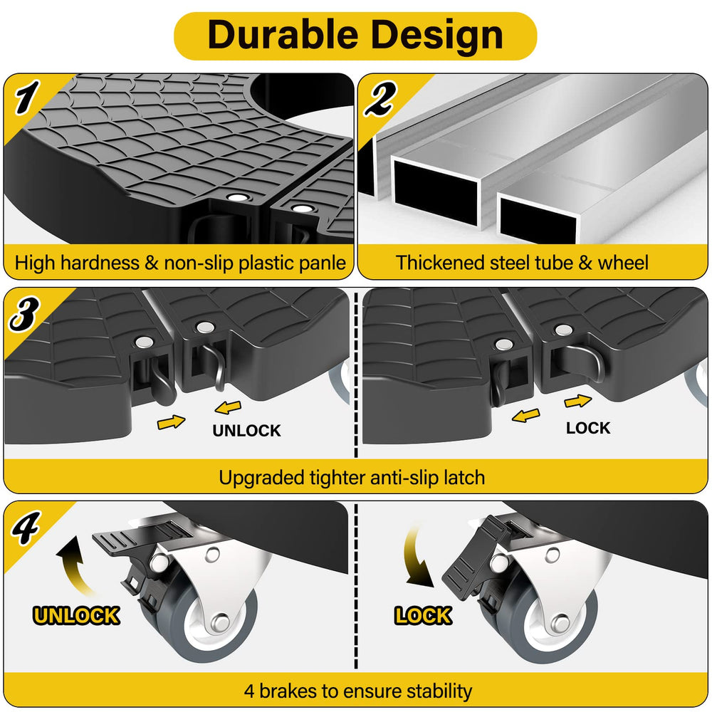Goovilla twin swivel wheel and brake detail offering stability and easy locking