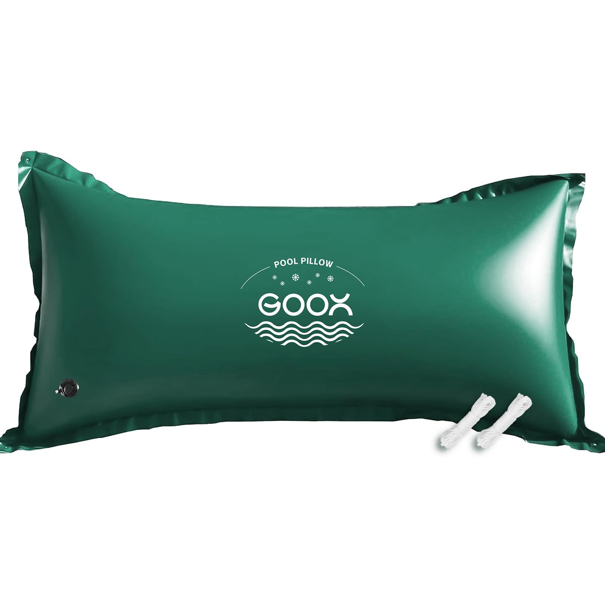 GOOX front view of packaged 6x12 pool pillow showing durable construction benefit