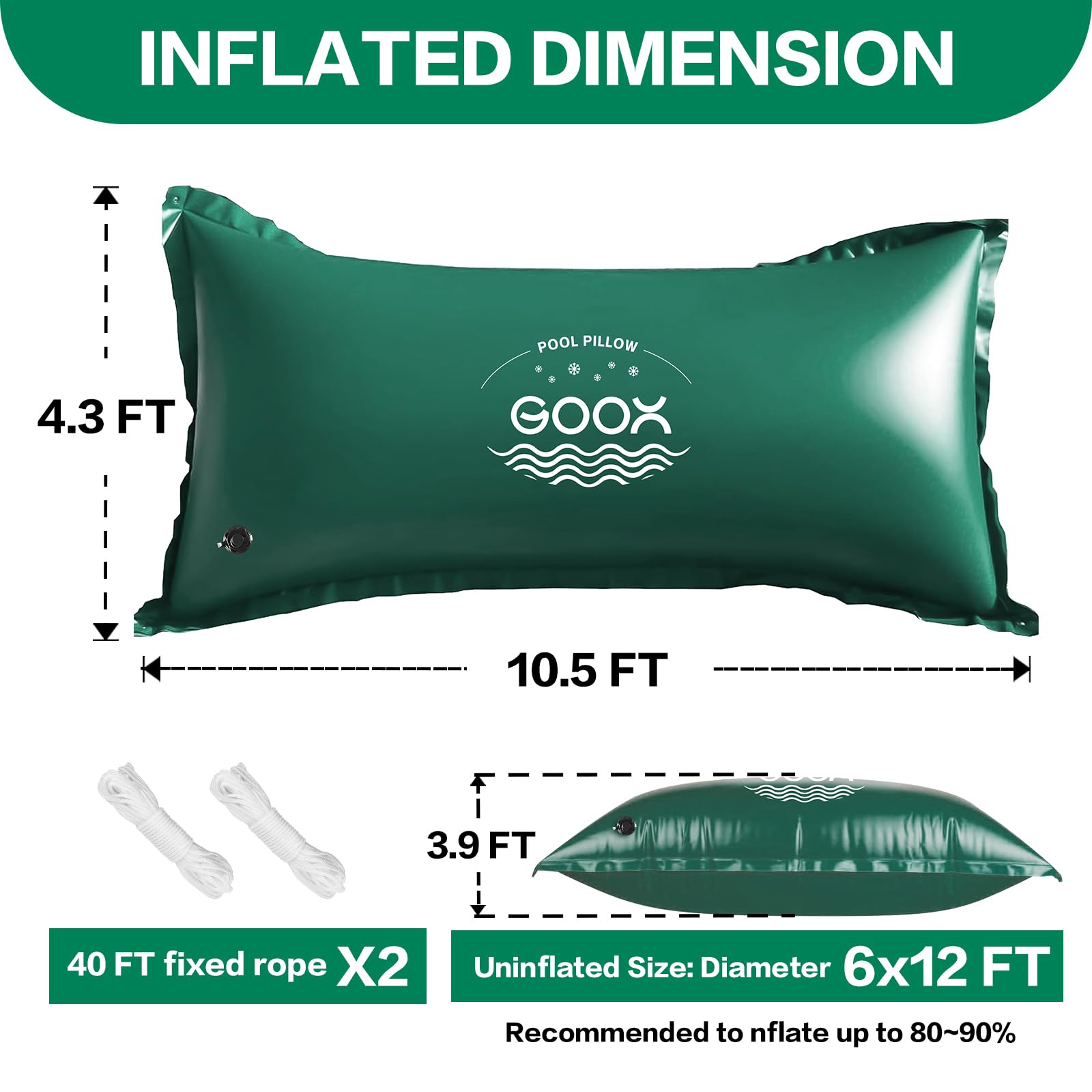 GOOX valve detail demonstrating quick inflation and secure seal benefit