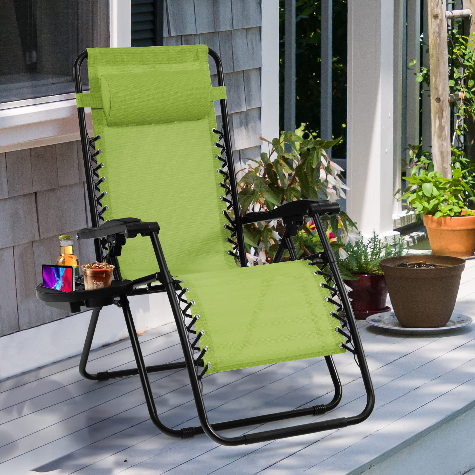 Goplus armrest and recline lock showing secure position adjustment