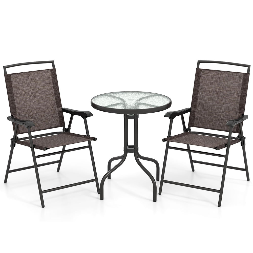 Goplus bistro set front view showing table and two chairs, ideal compact dining