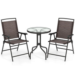 Goplus bistro set front view showing table and two chairs, ideal compact dining