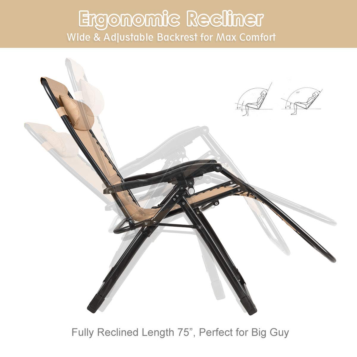 Goplus detachable headrest detail showing adjustable pillow for neck or lumbar benefit