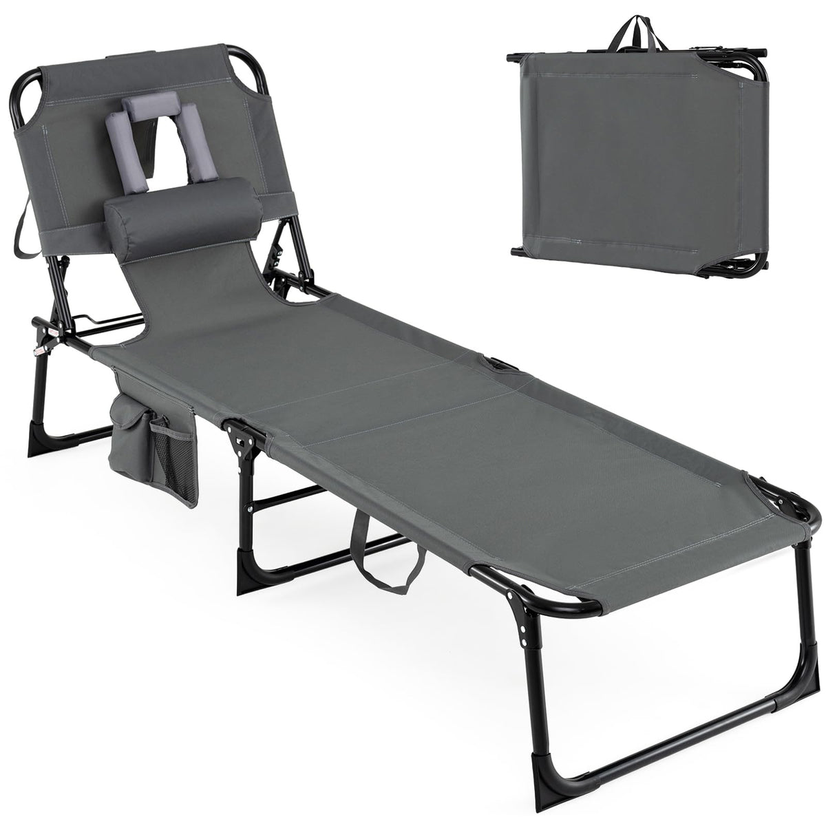 Goplus front view of open tanning chair shows ergonomic design and stability