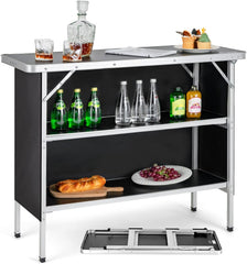 Goplus front view of table set up showing stable serving surface and capacity