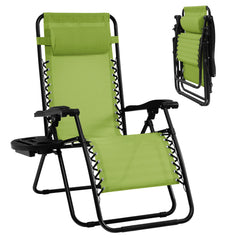 Goplus front view green chair showing full recline and comfort