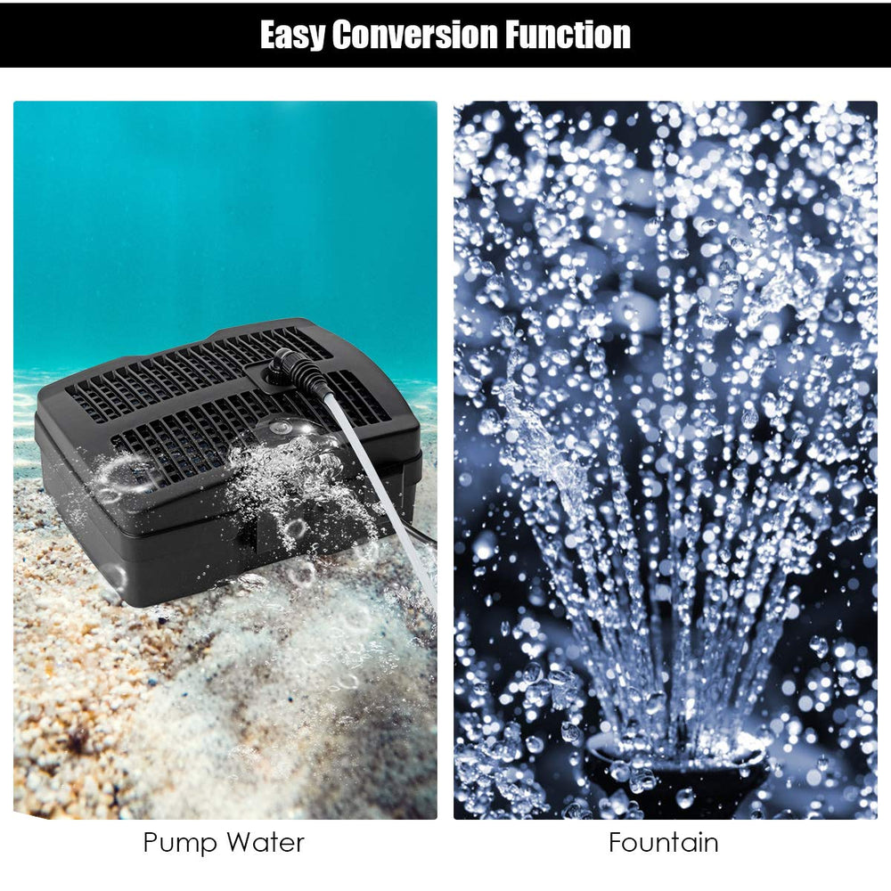 Goplus installed in an ornamental pond showing aeration and improved circulation benefits
