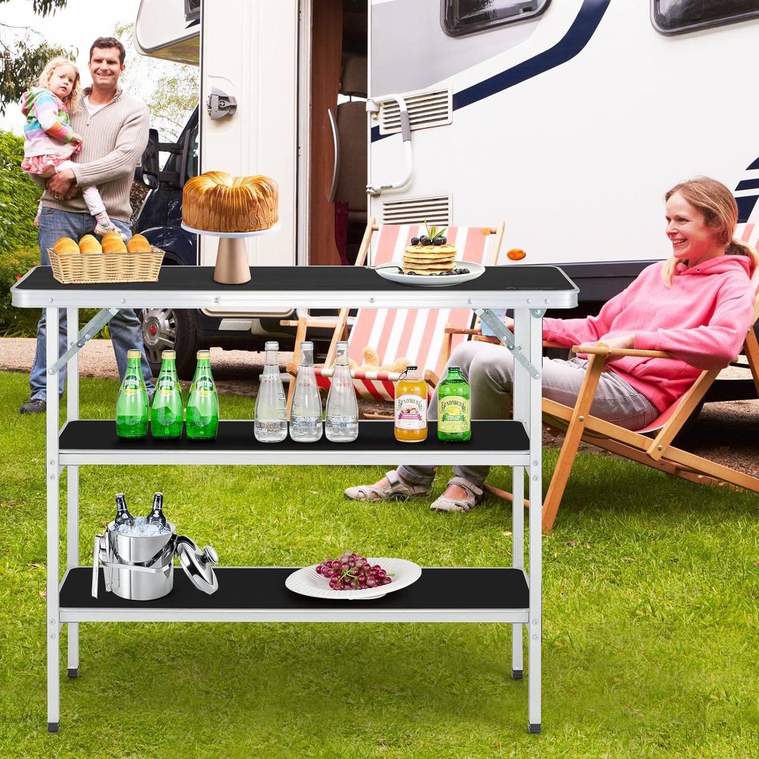 Goplus lifestyle tailgate setup showing quick setup for outdoor entertaining