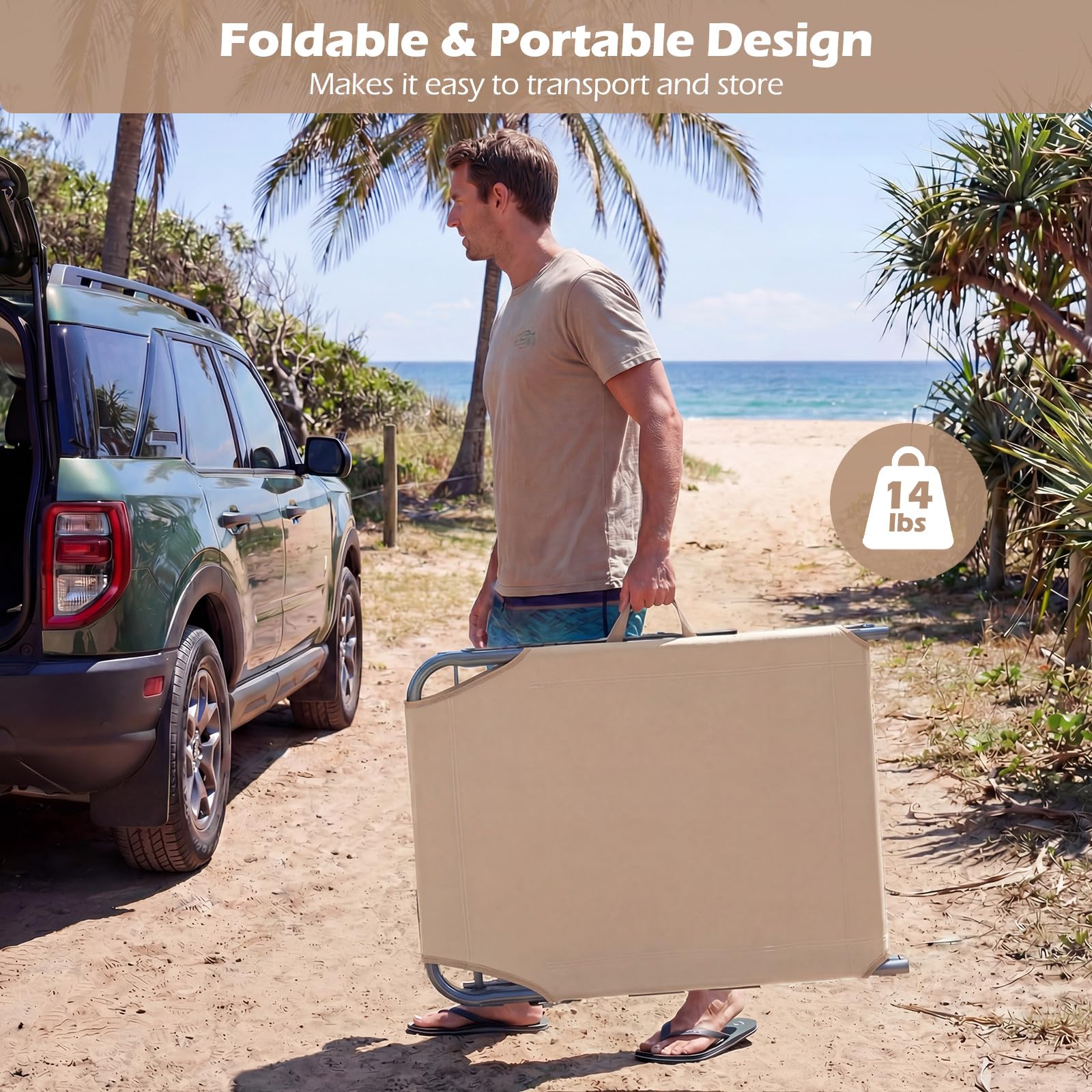 Goplus scale with person getting up illustrating easy 14-inch seat height