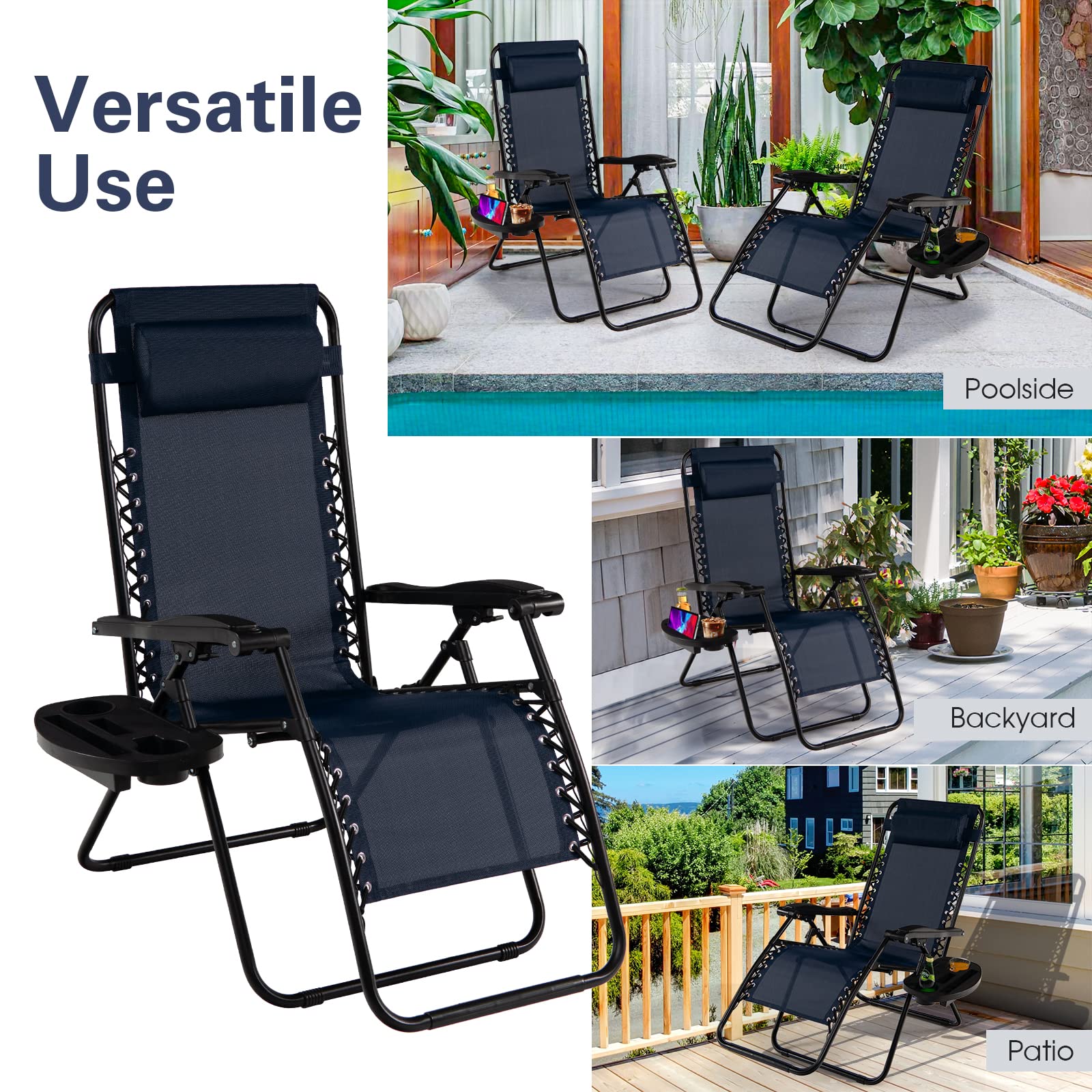 Goplus side profile showing 160-degree recline for relaxed lying
