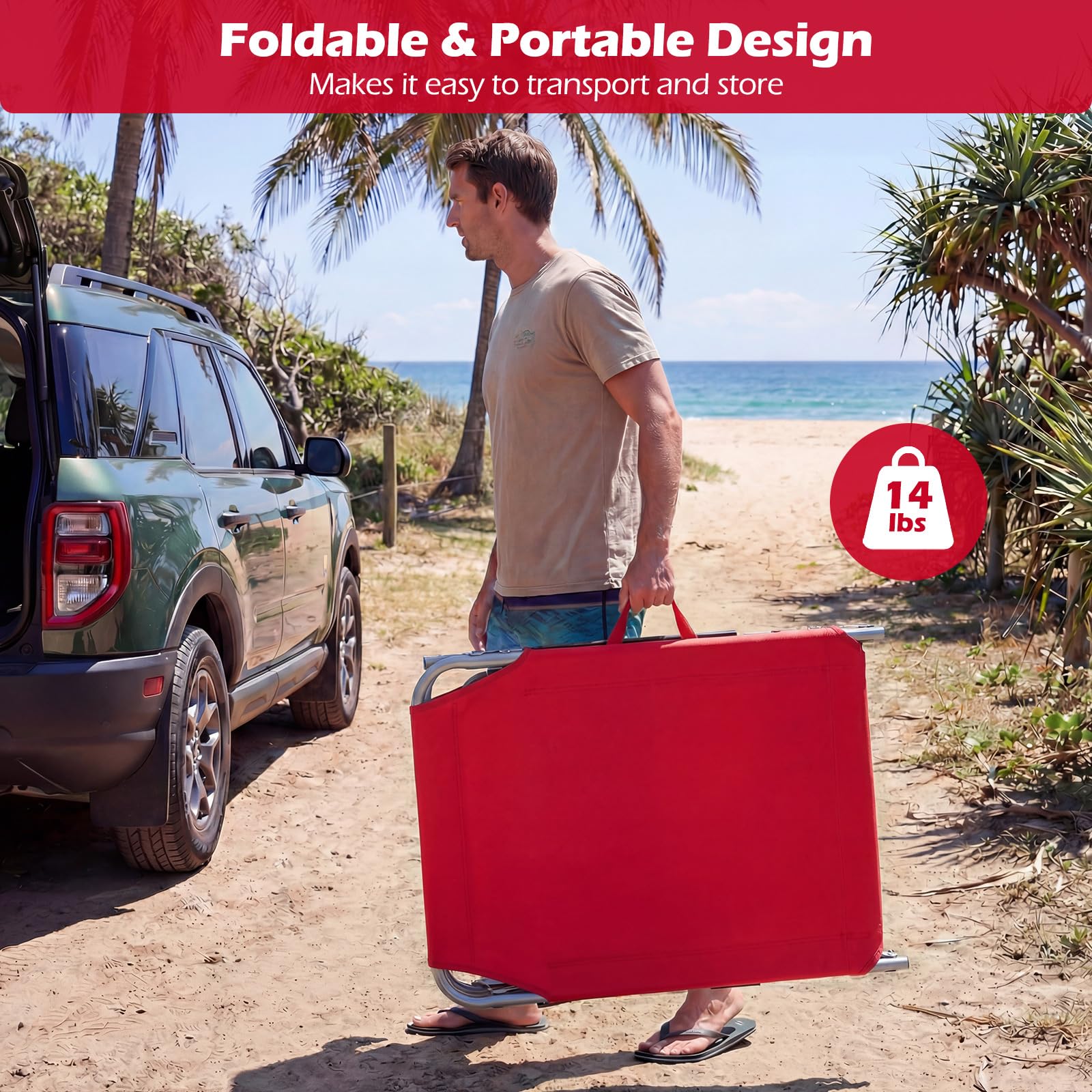 Goplus side profile illustrating five adjustable positions for versatile lounging benefit