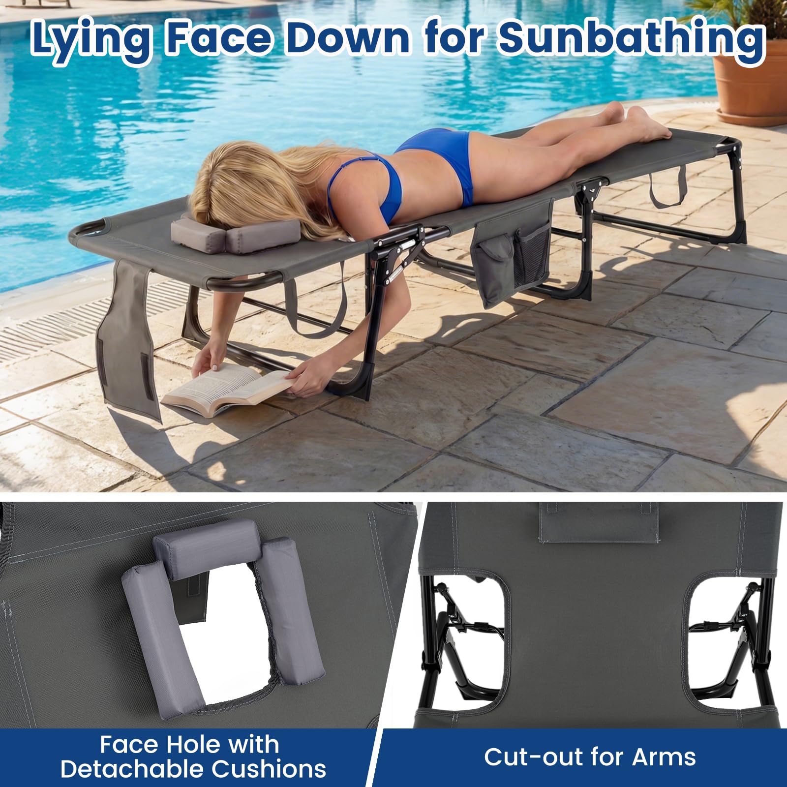 Goplus side profile reclined position showing adjustable backrest benefits