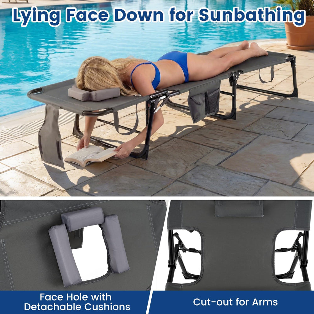 Goplus side profile reclined position showing adjustable backrest benefits