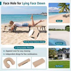 Goplus tanning chair face hole close-up with padding for neck relief