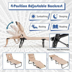 Goplus tanning chair folded compact with carry strap for easy transport