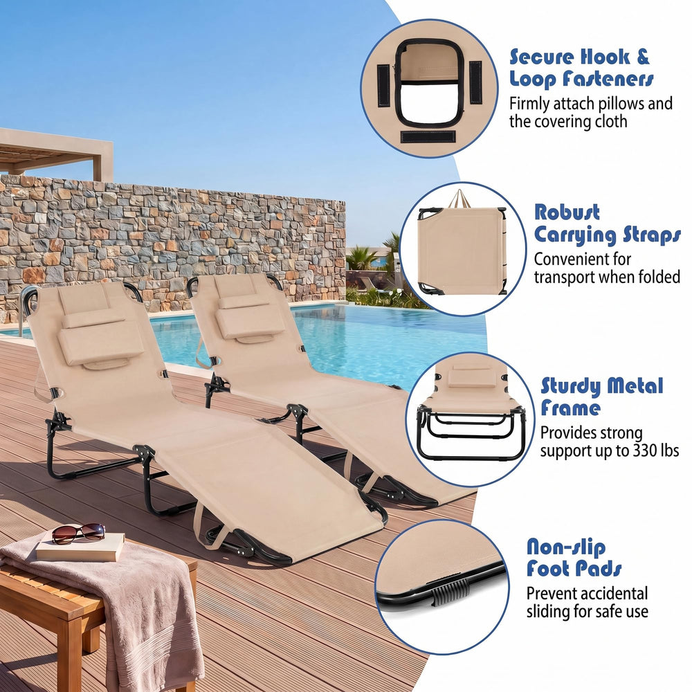 Goplus tanning chair frame and 600D Oxford fabric highlighting durability