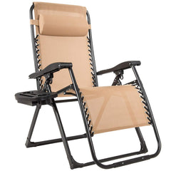 Goplus front view of XL chair showing roomy seat and stable frame for comfortable lounging