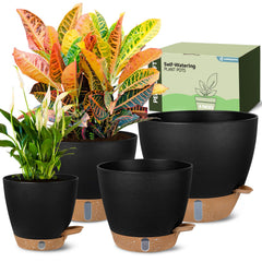 Goproauto front view of all four self-watering planters showing sizes and modern design benefit easy styling
