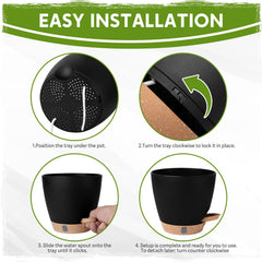 Goproauto detail of cotton wick inserting into soil, provides steady moisture delivery