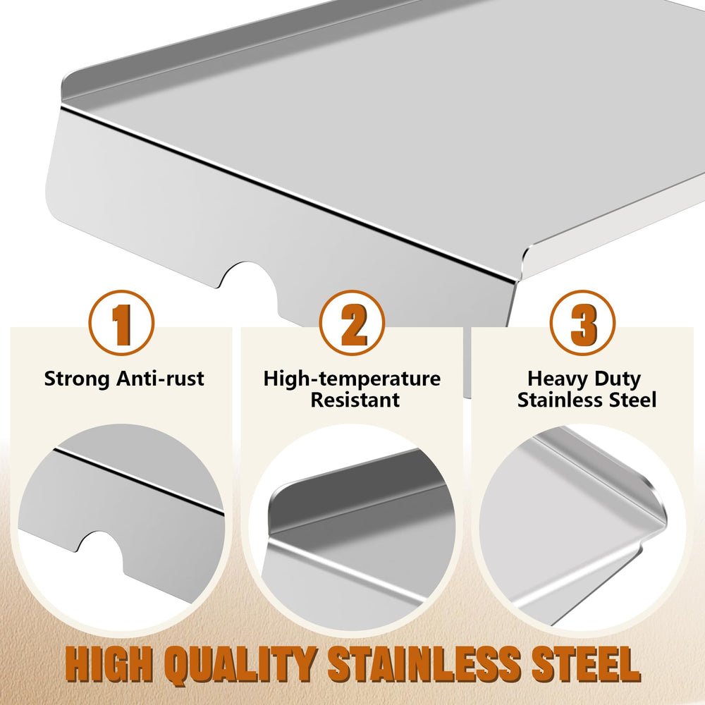 GORGERILA drip pan with dimensions overlay for accurate fit verification