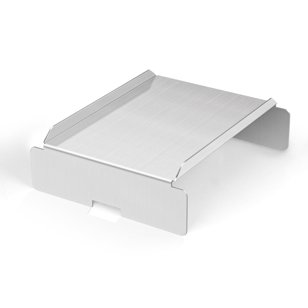 GORGERILA front view of heat deflector showing robust stainless steel construction and easy replacement benefit