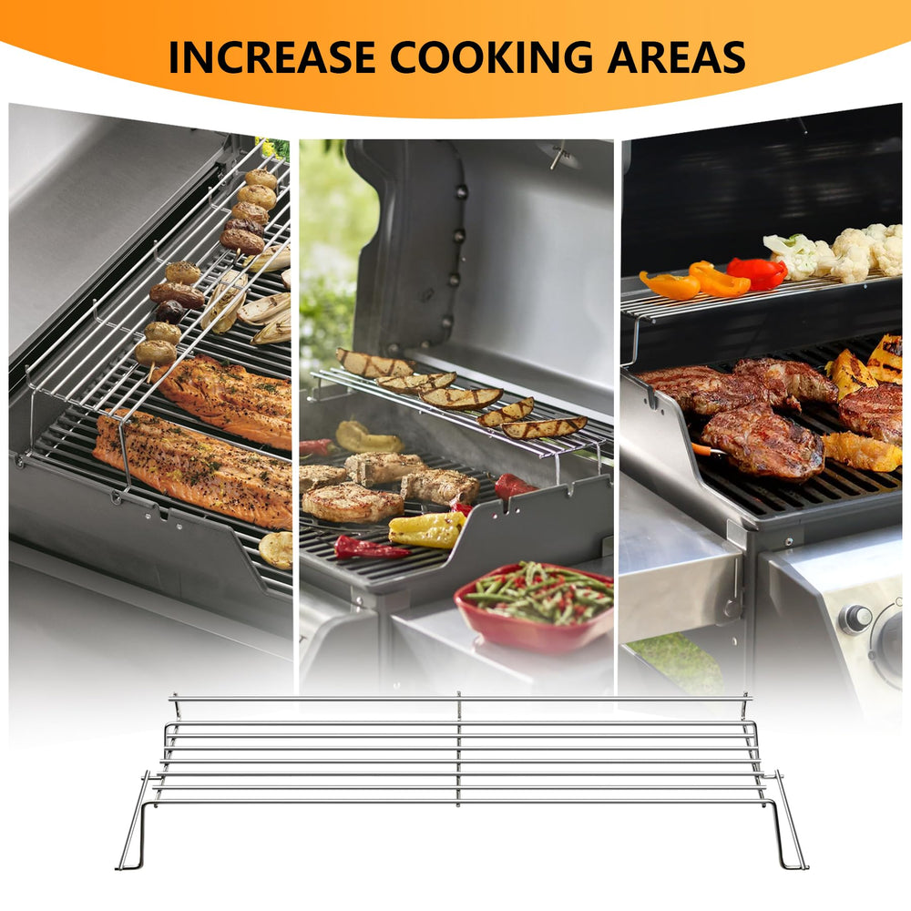 GORGERILA warming rack next to a ruler showing 26.9 inch length for correct sizing