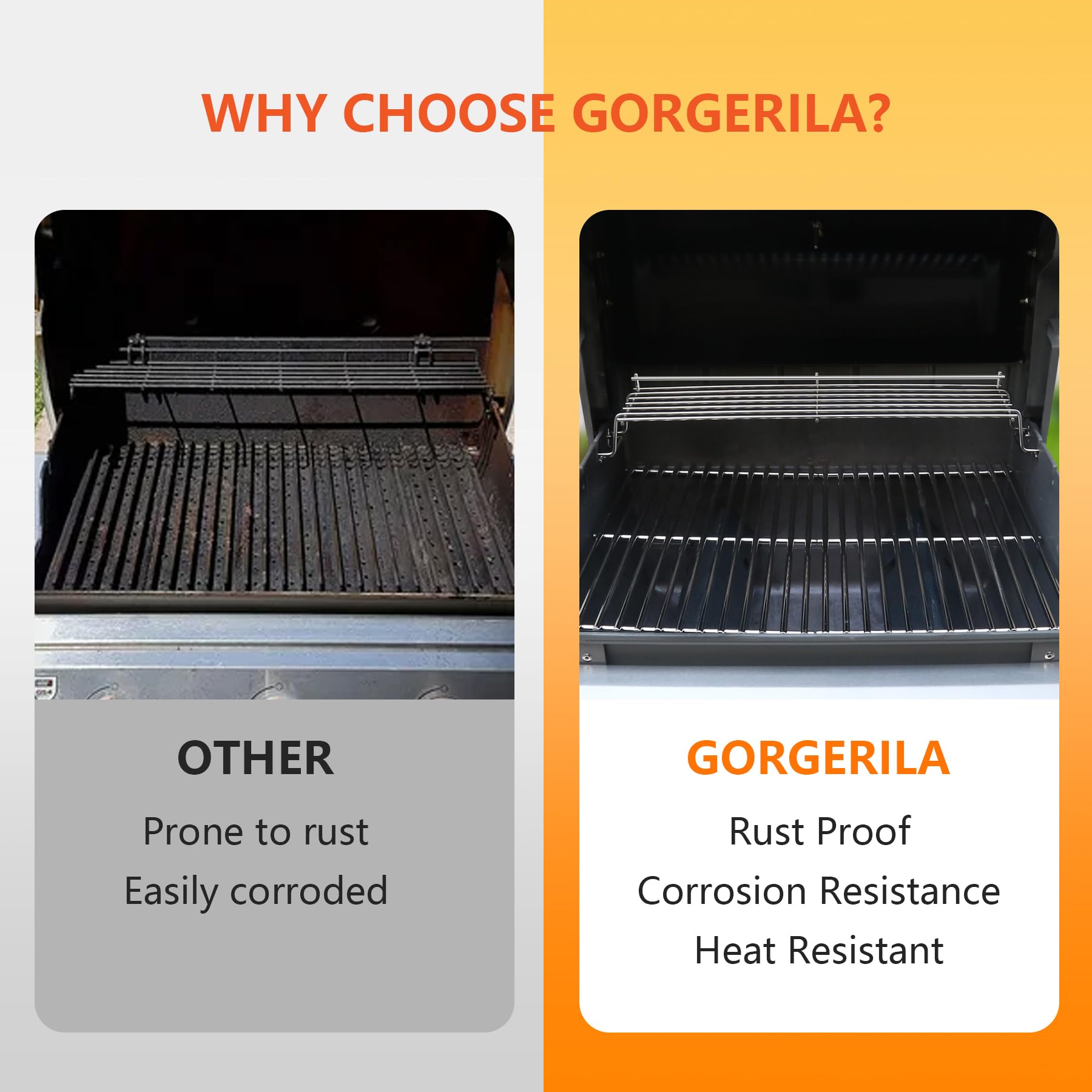 GORGERILA warming rack edge detail emphasizing smooth nonstick surface for easy cleaning