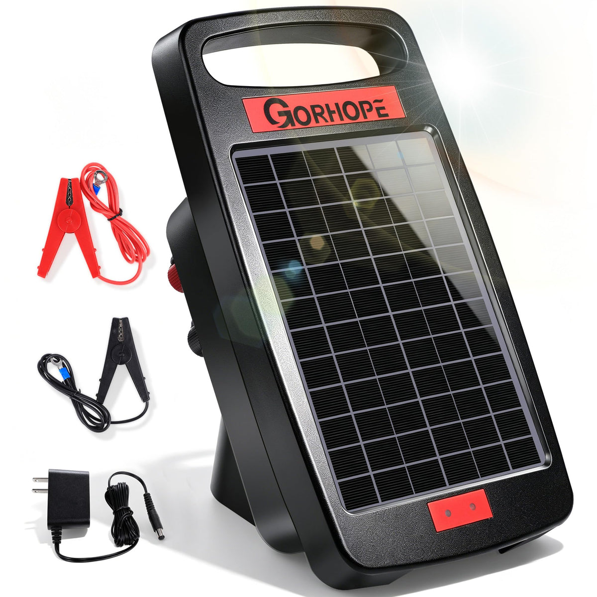 Gorhope front panel showing controls and short-circuit alarm, clear troubleshooting benefit