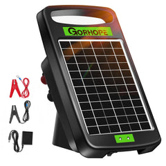 Gorhope front view of solar fence charger showing compact durable design and quick installation benefit