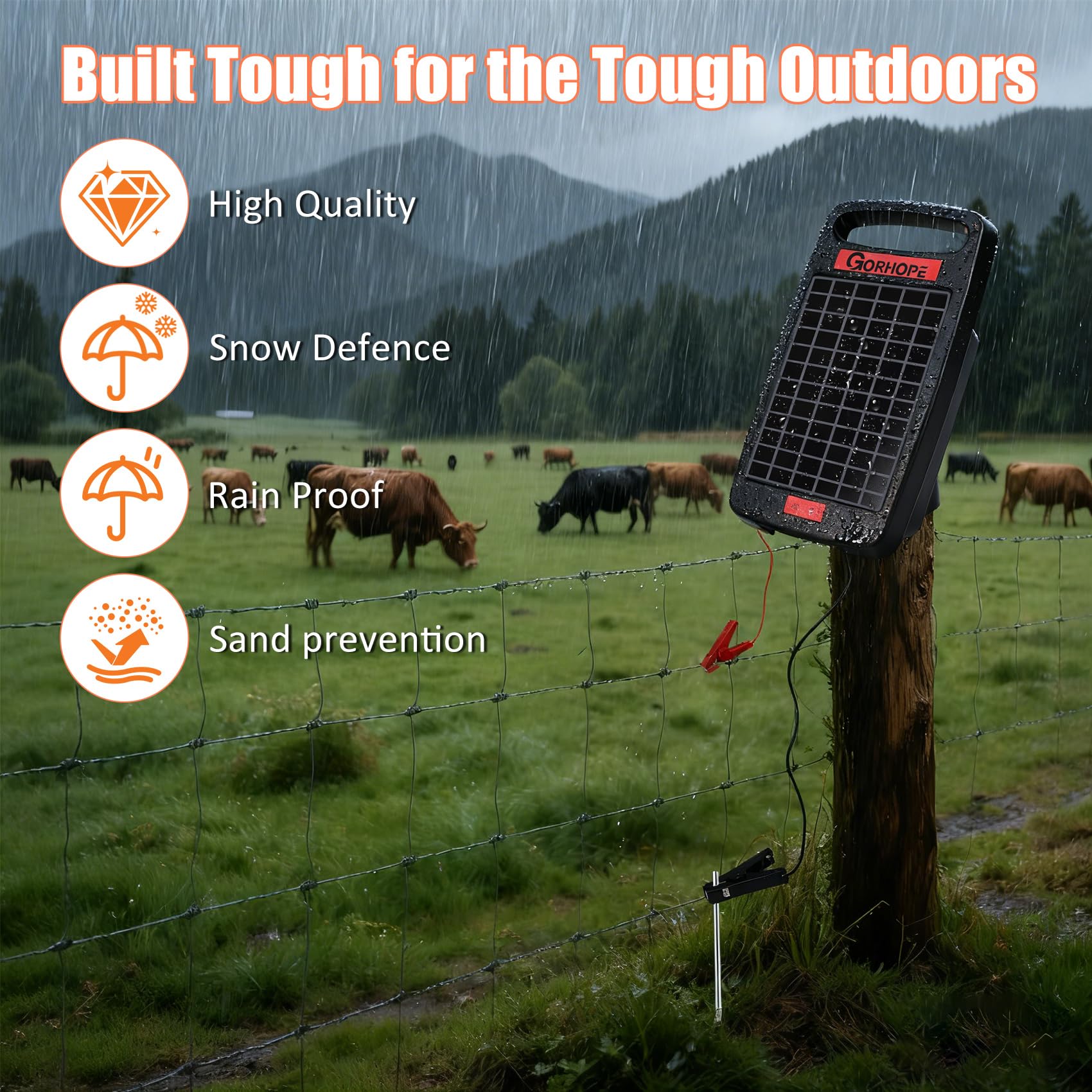 Gorhope mounted on fence post demonstrating quick installation and stable solar positioning
