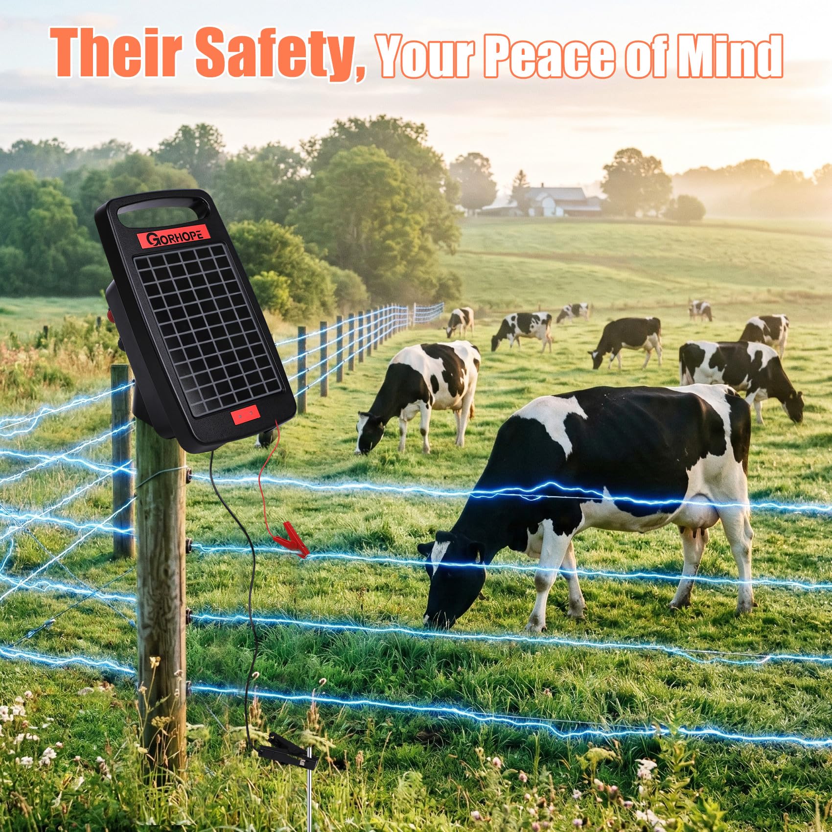 Gorhope held in hand to show compact size and portability for temporary or mobile fences