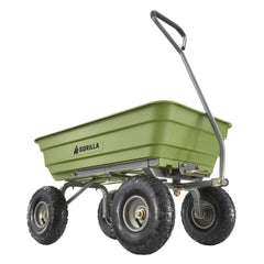 Gorilla Carts front view showing green tub and sturdy frame for heavy hauling