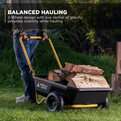 Gorilla Carts close-up of impact-resistant poly bed showing corrosion-free hauling advantage