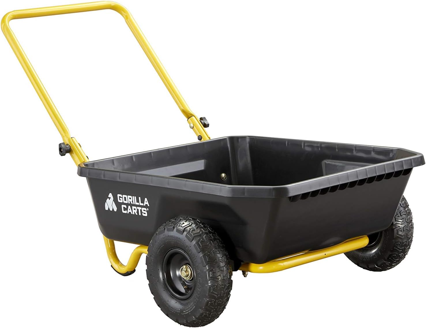 Gorilla Carts folded handle image demonstrating compact storage and space-saving benefit