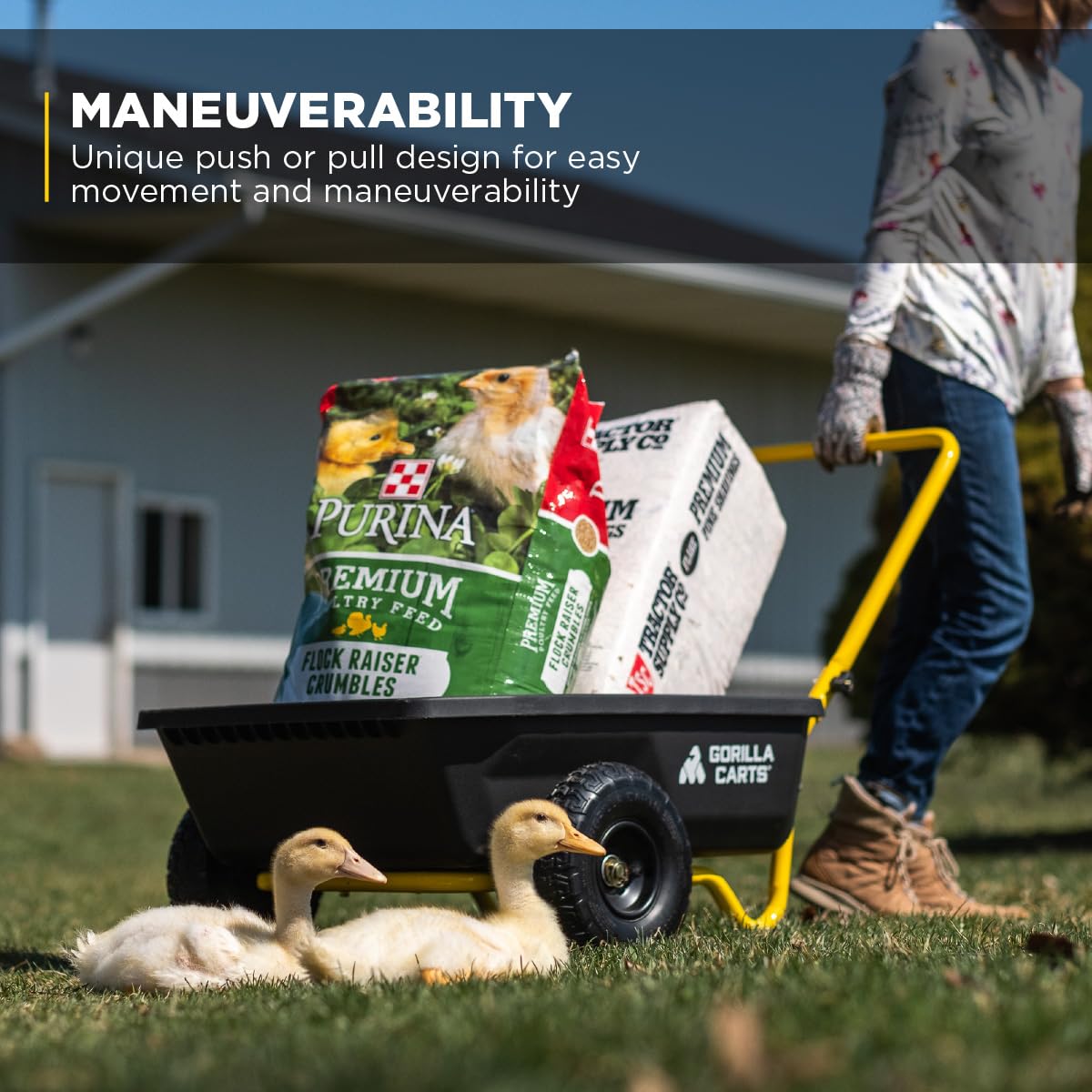 Gorilla Carts side profile highlighting low center of gravity for improved stability and control